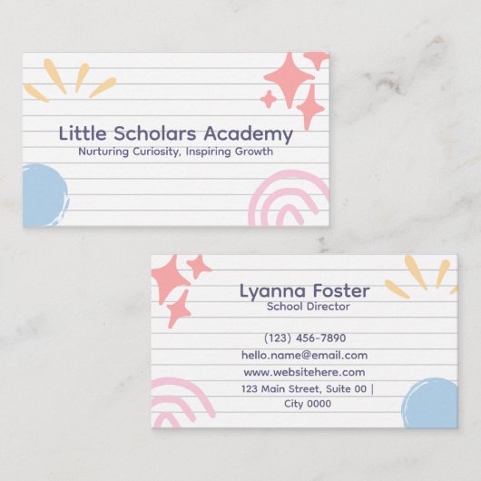 Professioneel Creatief Opgewekt Kinderen Schattig Visitekaartje (Voorkant / Achterkant)