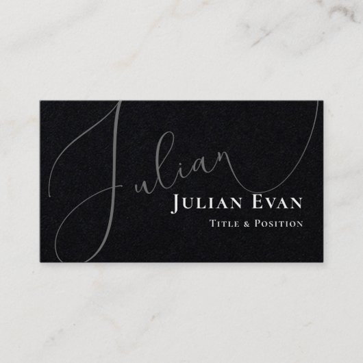 Professioneel Cursief Script Zwart Visitekaartje (Voorkant)