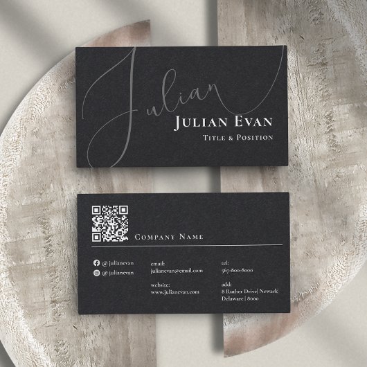 Professioneel Cursief Script Zwart Visitekaartje