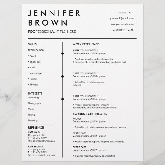 Professioneel cv-template modern cv (Achterkant)