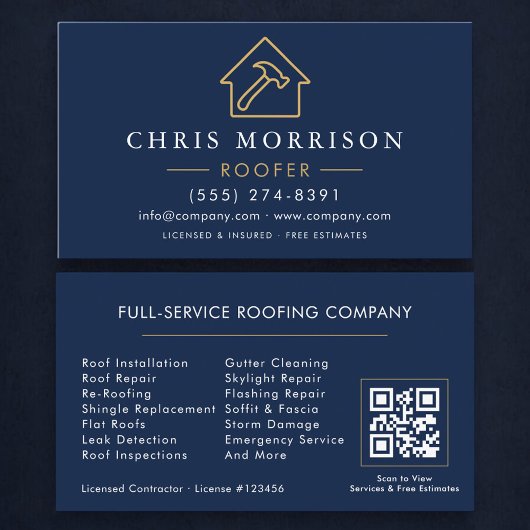 Professioneel Dakdekker QR-code Visitekaartje