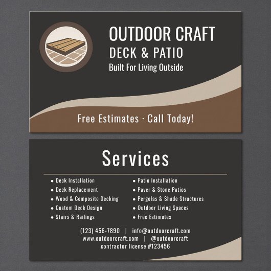 Professioneel Deck & Patio Installatiebedrijf Visitekaartje