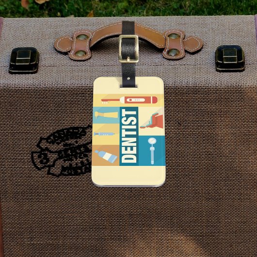 Professioneel dentist-ikoon ontworpen bagagelabel