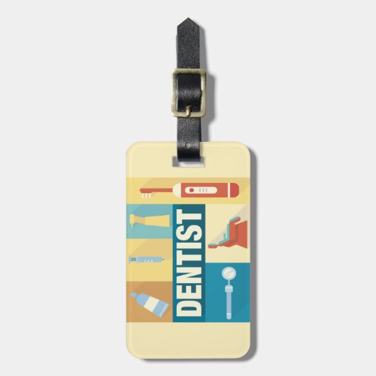 Professioneel dentist-ikoon ontworpen bagagelabel (Voorkant verticaal)