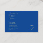 Professioneel diep blauw modern Monogram elegant b Visitekaartje (Achterkant)