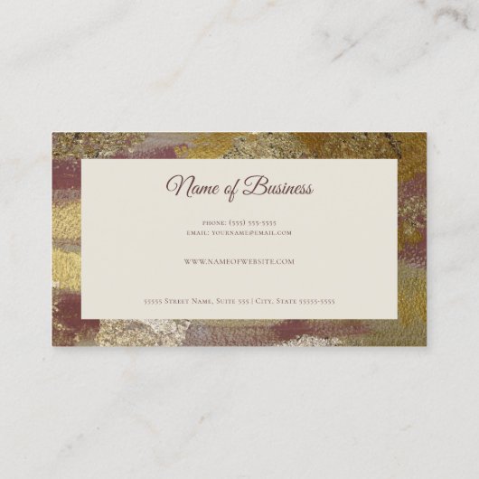 Professioneel diep Roos en faux vergulde goudfolie Visitekaartje (Achterkant)