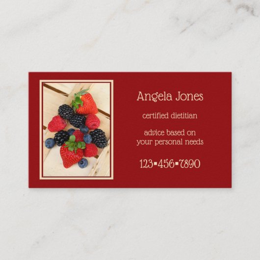 Professioneel diëtist Nutritionist Visitekaartje (Voorkant)