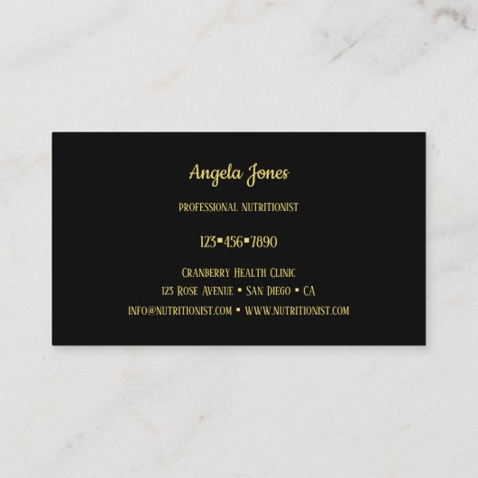 Professioneel diëtist Nutritionist Visitekaartje (Achterkant)