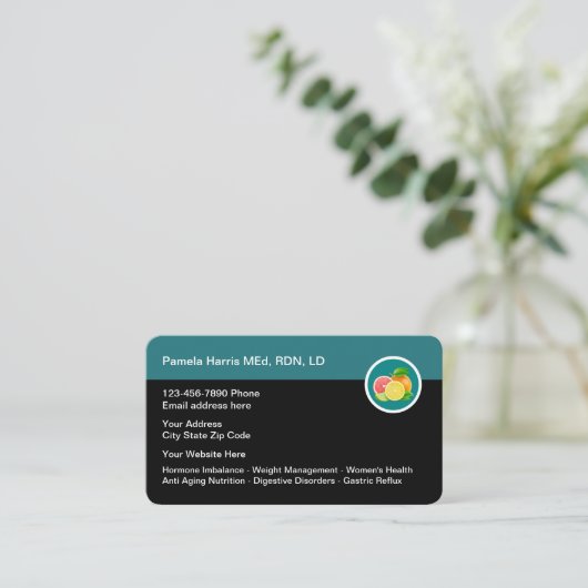 Professioneel diëtistisch ontwerp visitekaartje (Staand voorkant)