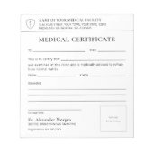 Professioneel Dokter Medisch Certificaat Notitiebl Notitieblok (Voorkant)
