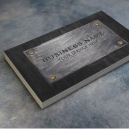 Professioneel, donker hout en metaal visitekaartje