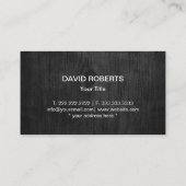 Professioneel, donker hout en metaal visitekaartje (Achterkant)