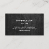 Professioneel, donker hout en metaal visitekaartje (Achterkant)