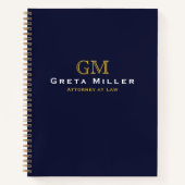 Professioneel donkerblauw Klassic Gold Monogram Notitieboek (Voorkant)
