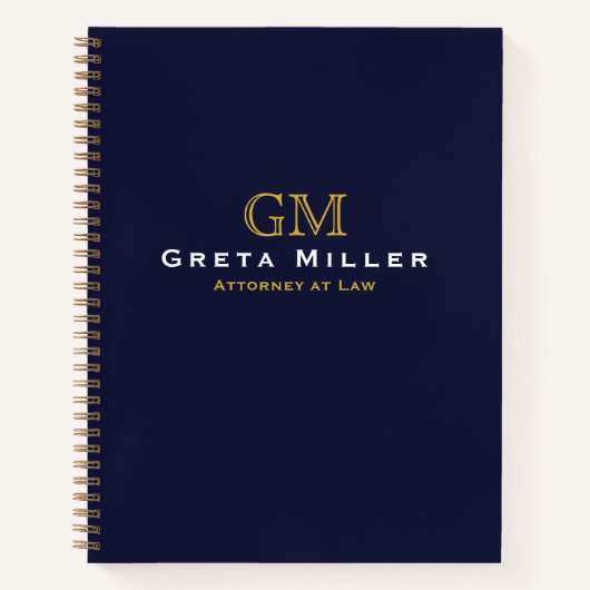 Professioneel donkerblauw Klassic Gold Monogram Notitieboek (Voorkant)