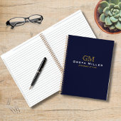 Professioneel donkerblauw Klassic Gold Monogram Notitieboek