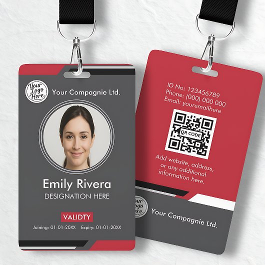 Professioneel donkergrijs bedrijfsidentificatiekaa badge