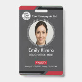 Professioneel donkergrijs bedrijfsidentificatiekaa badge (Voorzijde)