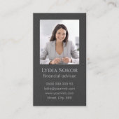 Professioneel donkergrijs Visitekaartje met foto (Voorkant)