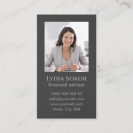 Professioneel donkergrijs Visitekaartje met foto
