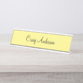 Professioneel Duidelijk Modern Elegant Lichtgeel Bureau Naambordje (Voorkant)
