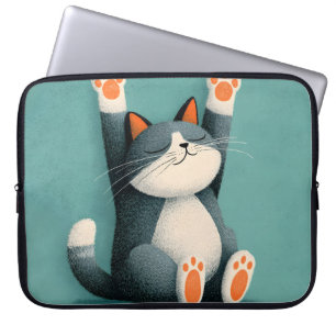 Professioneel dutten nemende grappige slapende kat laptop sleeve