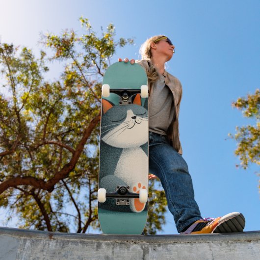 Professioneel dutten nemende grappige slapende kat persoonlijk skateboard (Buiten 1)