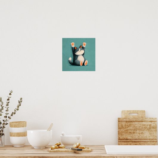 Professioneel dutten nemende grappige slapende kat poster (Keuken)