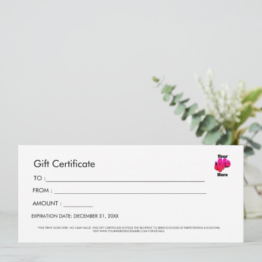 Professioneel Eenvoudig Aangepast Logo Cadeaubon Kaart (Staand voorkant)