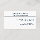 Professioneel, eenvoudig, basic, Blauwgroen & wit  Visitekaartje (Achterkant)