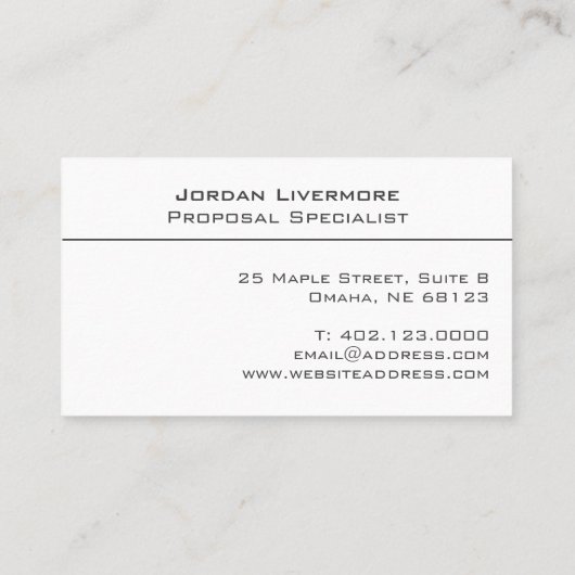 Professioneel, eenvoudig, basic, donkergrijs Moder Visitekaartje (Achterkant)