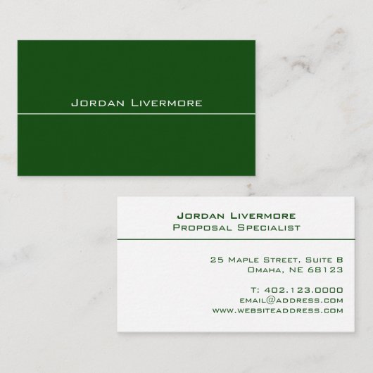 Professioneel, eenvoudig, basic, Fern Green Modern Visitekaartje (Voorkant / Achterkant)