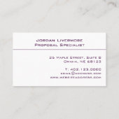 Professioneel, eenvoudig, basic, pruim & wit moder visitekaartje (Achterkant)