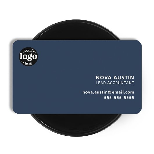 Professioneel eenvoudig blauw minimalistisch ontwe visitekaartje