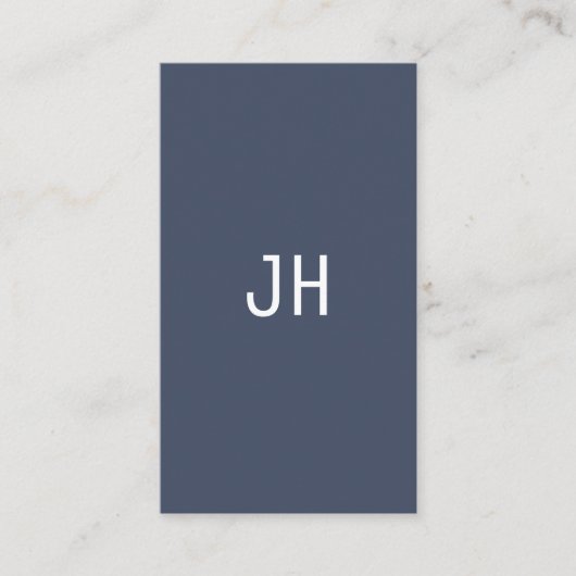 Professioneel eenvoudig blauw wit monogram visitekaartje (Voorkant)