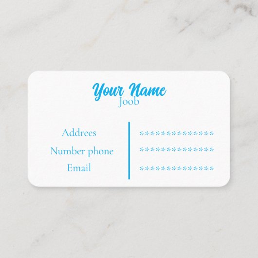 Professioneel Eenvoudig blauw wit Visitekaartje (Achterkant)