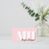 Professioneel Eenvoudig Blos Roze Monogram Visitekaartje (Staand voorkant)