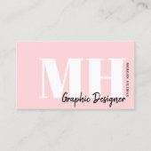 Professioneel Eenvoudig Blush Roze Monogram Visitekaartje (Voorkant)