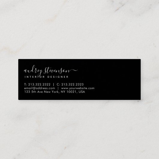 Professioneel Eenvoudig Chique Monogram Zwart-Wit Mini Visitekaartje (Achterkant)