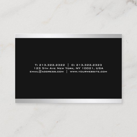 Professioneel, eenvoudig design elegant Silver Visitekaartje (Achterkant)