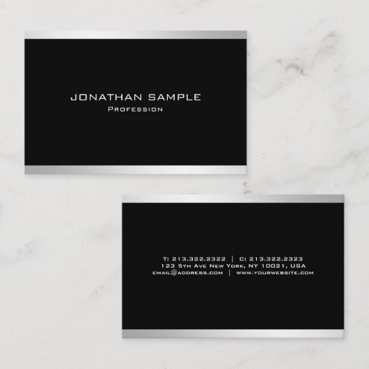 Professioneel, eenvoudig design elegant Silver Visitekaartje (Voorkant / Achterkant)