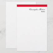 Professioneel Eenvoudig Effenvoudig Vastgoed Rood  Briefpapier (Voorkant / Achterkant)