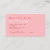 Professioneel Eenvoudig Elegant Roze Monogram Visitekaartje (Achterkant)