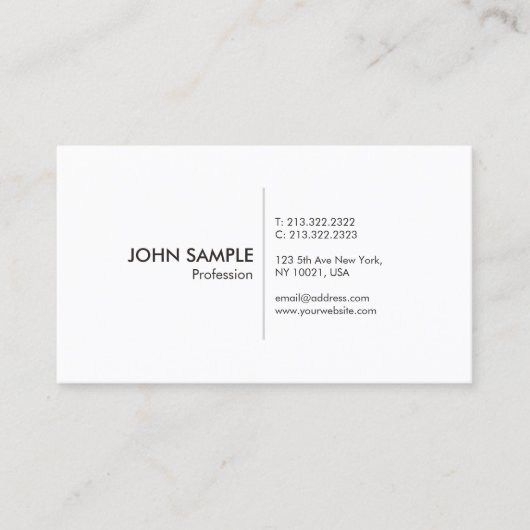Professioneel Eenvoudig Elegant Wit Modern Visitekaartje (Voorkant)