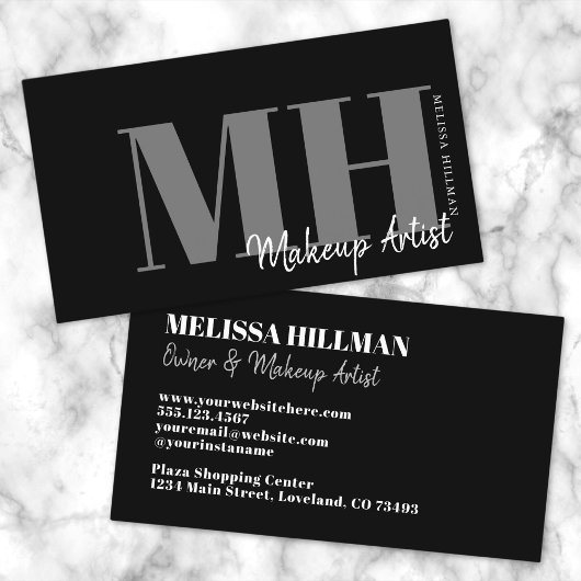 Professioneel Eenvoudig Elegant Zwart Monogram Visitekaartje