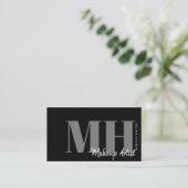 Professioneel Eenvoudig Elegant Zwart Monogram Visitekaartje (Staand voorkant)