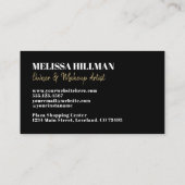 Professioneel Eenvoudig Elegant Zwart Monogram Visitekaartje (Achterkant)