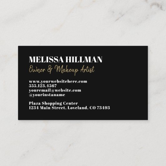 Professioneel Eenvoudig Elegant Zwart Monogram Visitekaartje (Achterkant)