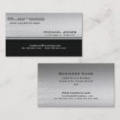 Professioneel, eenvoudig geborsteld metaal en zwar visitekaartje (Voorkant / Achterkant)