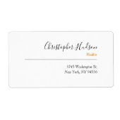 Professioneel Eenvoudig Gewone Makelaar Vastgoed Etiket (Voorkant)